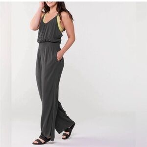 PrAna Fernie Wide Leg Jumpsuit 100% Tensel Medium Black small flaw see photo